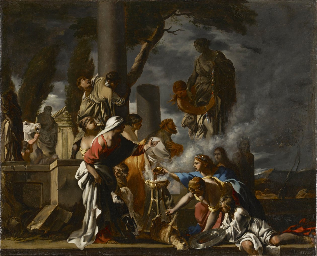所罗门王，牺牲了偶像，c.1640 作者 塞巴斯蒂安·波登（Sebastien Bourdon）