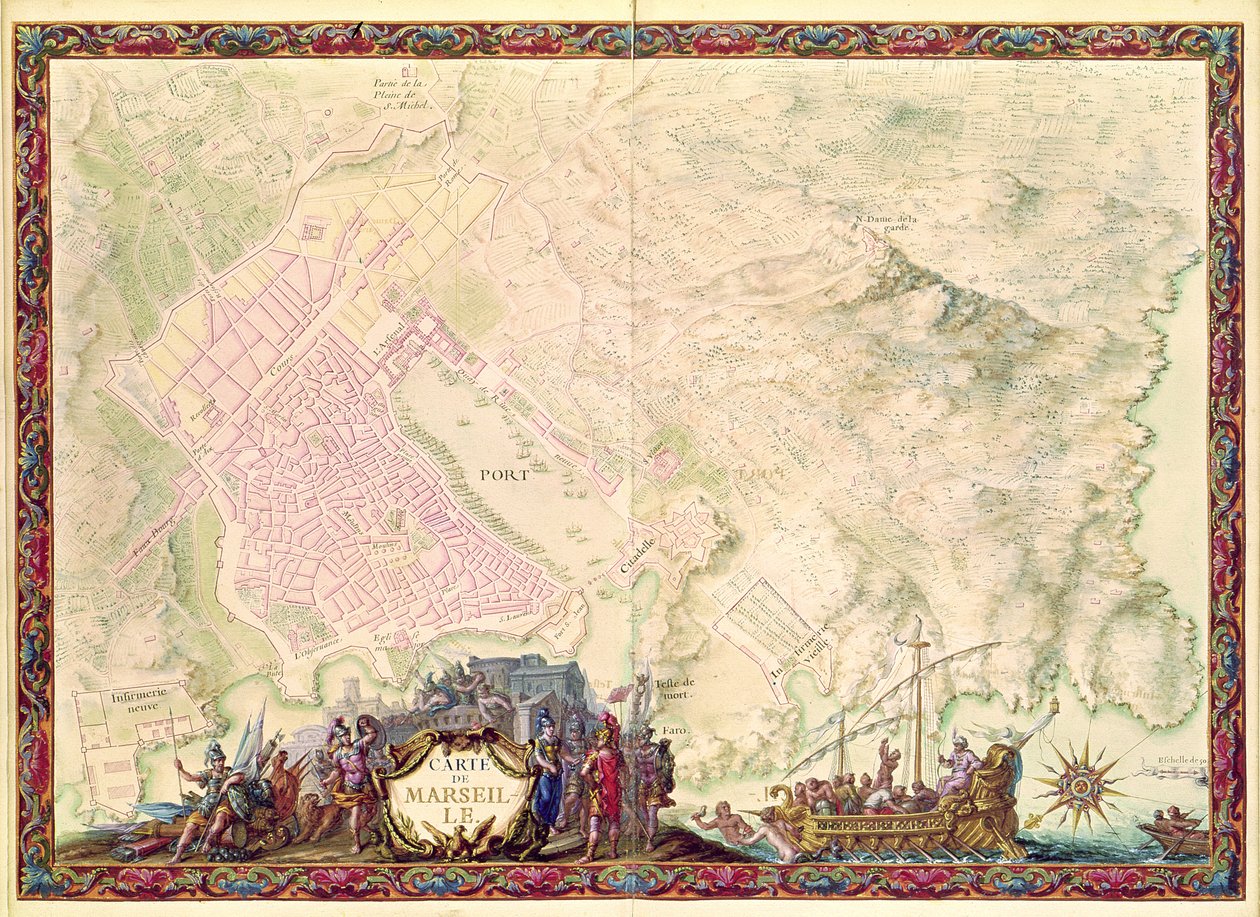 988 Vol.3，fol.61&39;Louis XIV Atlas&39;，马赛的地图和计划，1683-88 作者 塞巴斯蒂安·勒·普雷斯特·德·沃邦
