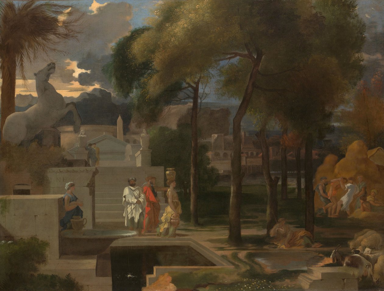 古典风景，约1660年（布面油画） 作者 塞巴斯蒂安·波登（Sebastien Bourdon）