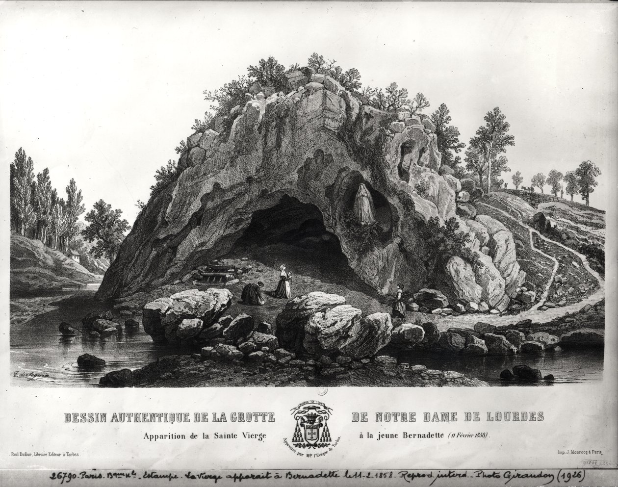 1858年2月11日，圣母玛利亚到伯纳黛特苏比西斯（1844-79）的幻影，c.1858 作者 塞金·德