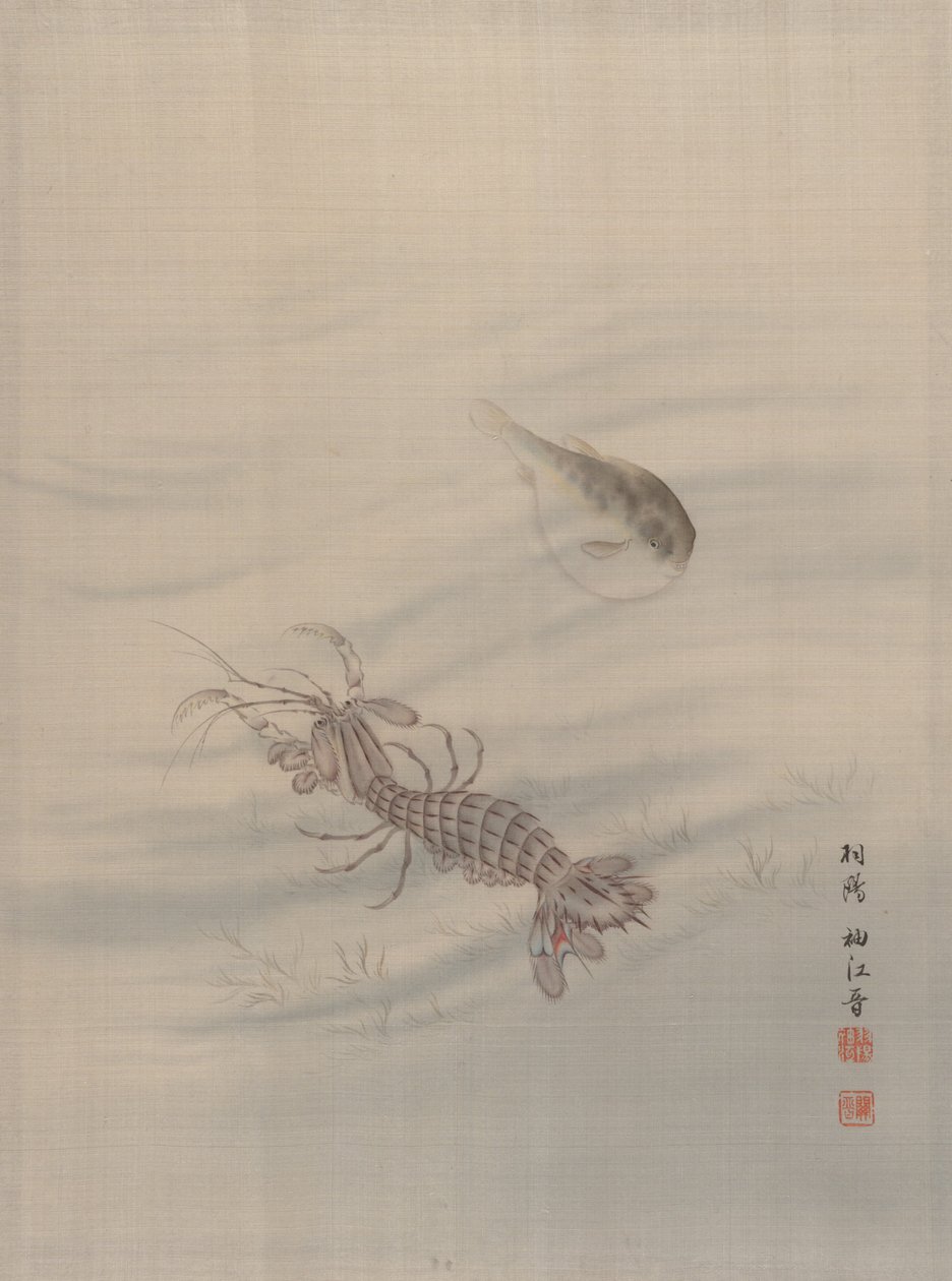 海底显示克雷鱼，约1890-92。 作者 关修子