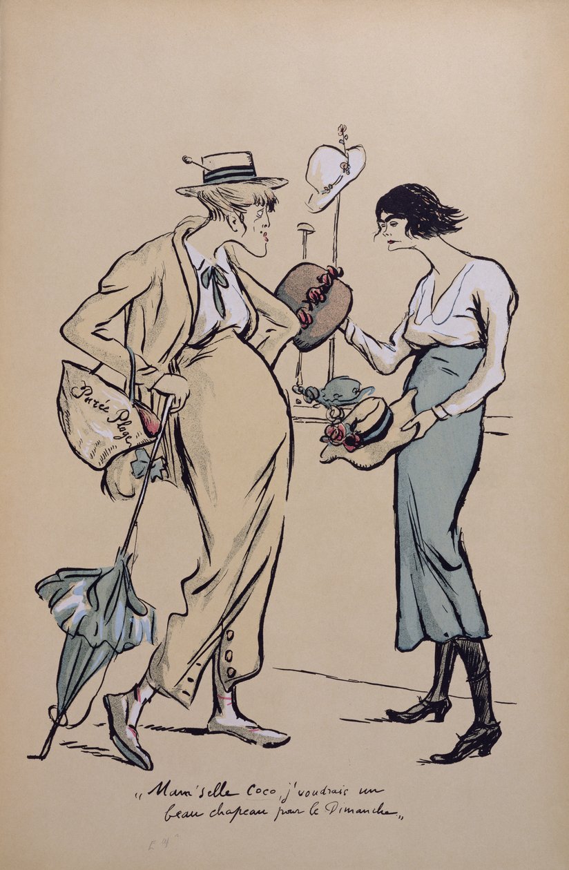 Coco Chanel（1883-1971）作为一名制作人，来自1919年的“背上的伟大模式” 作者 塞姆