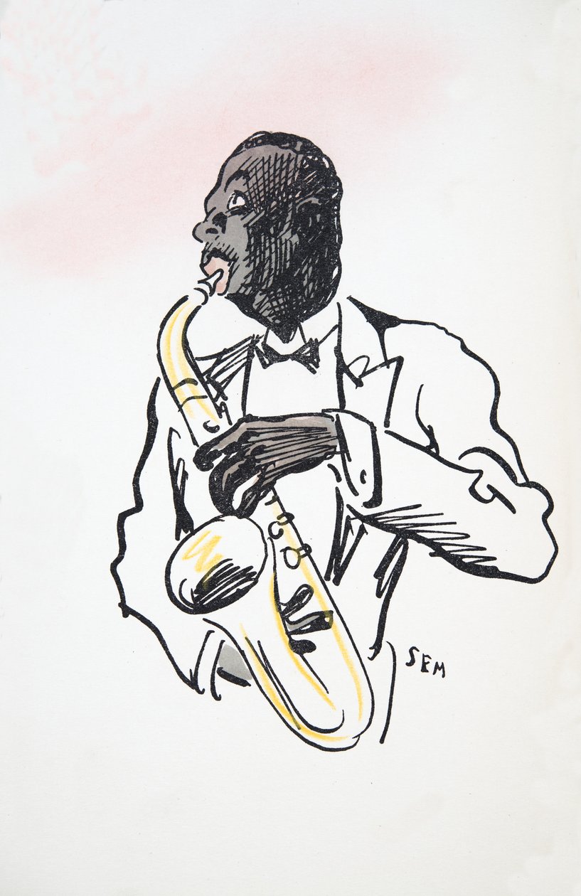 萨克斯风播放器，来自White Bottoms，酒吧。 1927年（色块打印） 作者 塞姆