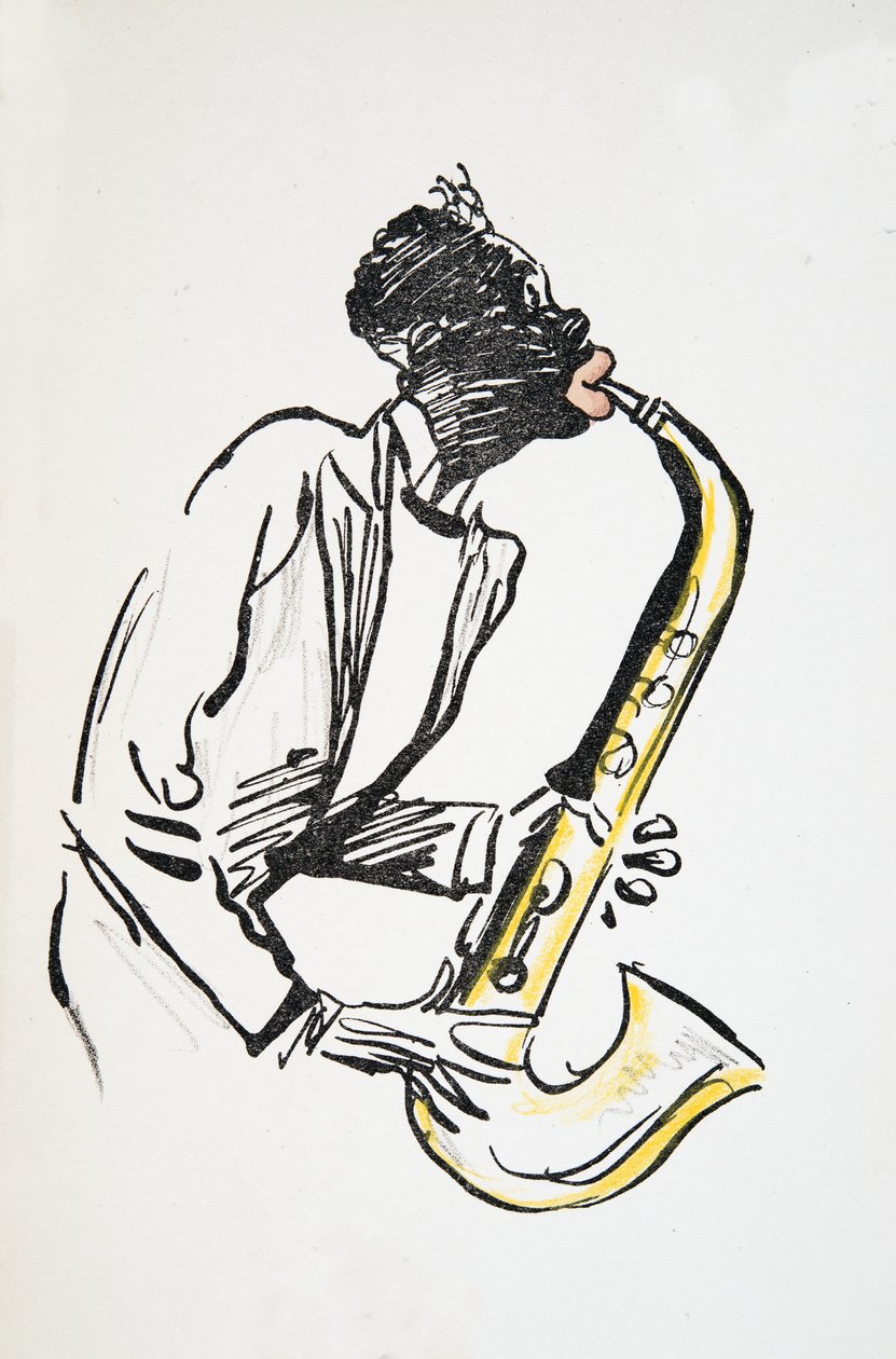 萨克斯风播放器，来自White Bottoms，酒吧。 1927年（色块打印） 作者 塞姆