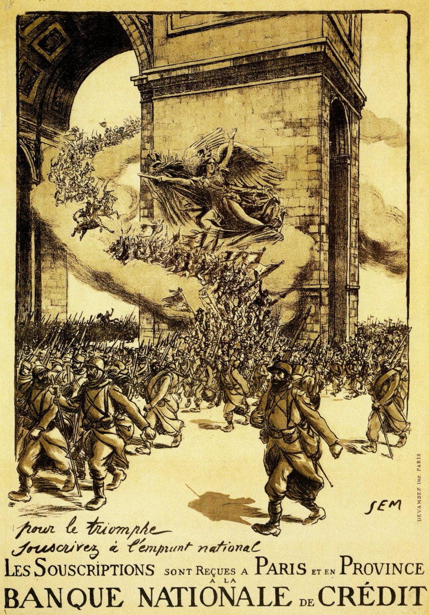 政治海报。法国。1917.以胜利的名义，坚持国家贷款。 作者 闪 (1863 1934)