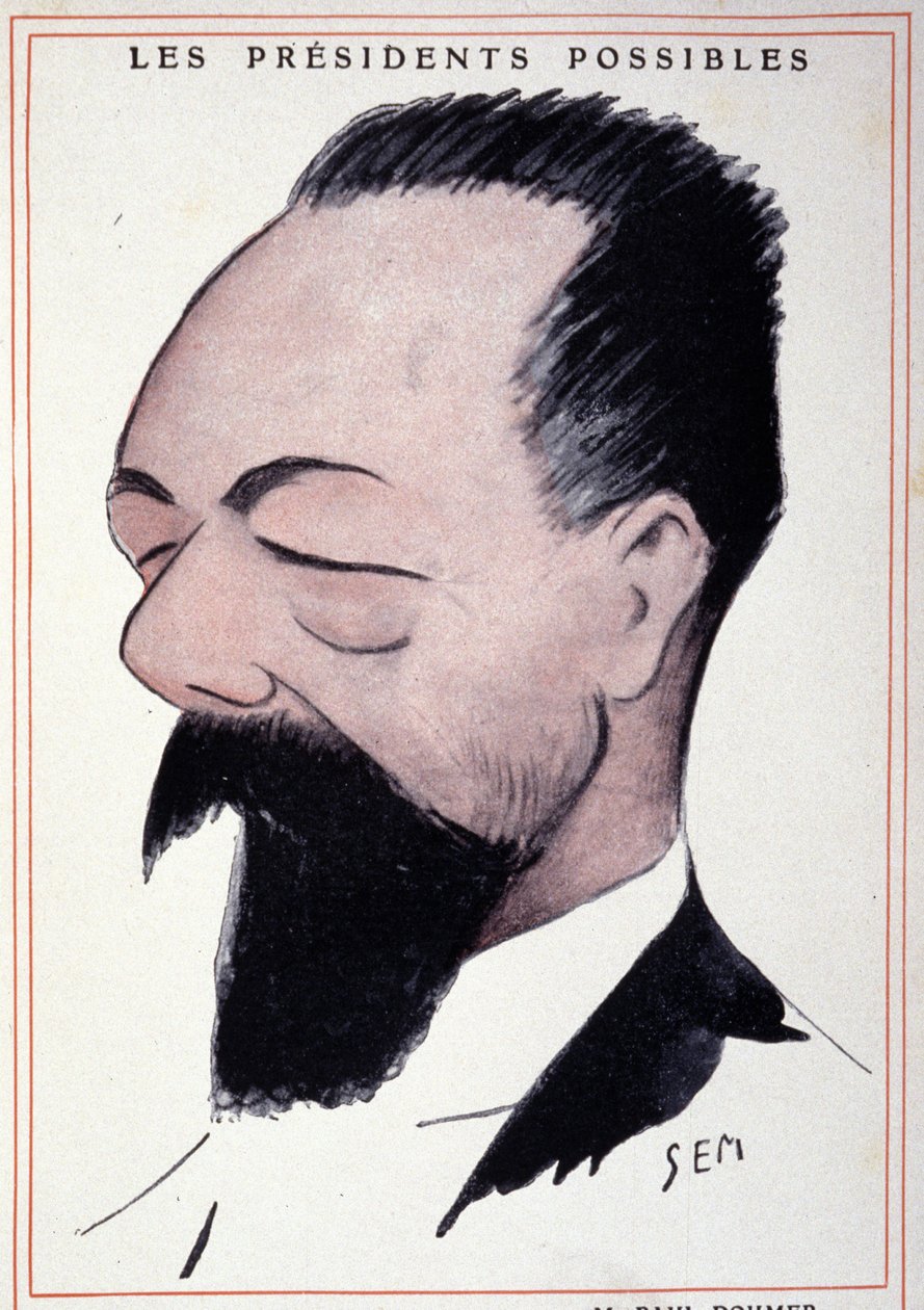 法国政治家保罗·杜默 (1857 - 1932) 的肖像，Sem (1863 - 1934)。 作者 塞姆