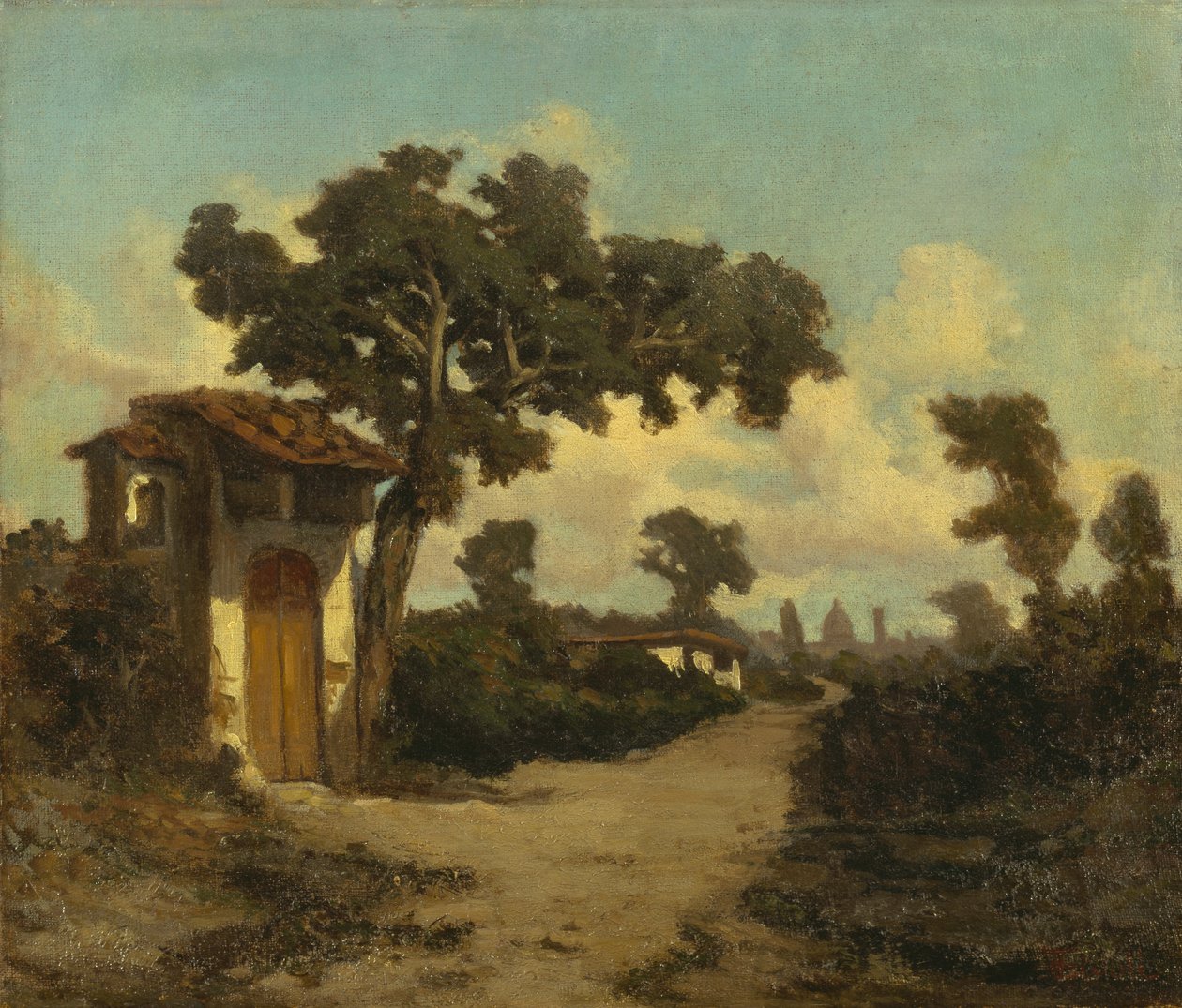 佛罗伦萨周围》，塞拉菲诺-德-蒂沃利（1825-1892 年）创作，布面油画，31x37 厘米 作者 Serafino de Tivoli
