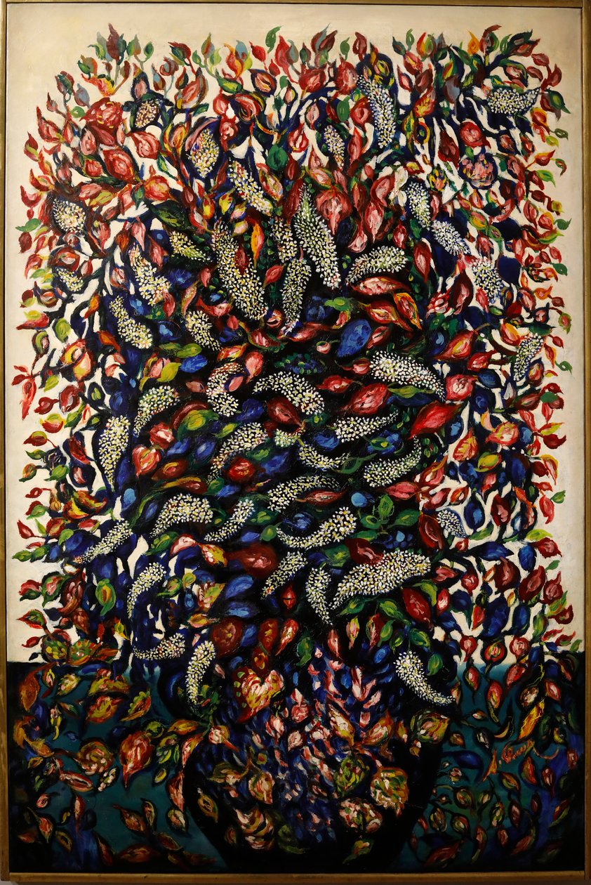花和水果，约1920年（布面油画） 作者 塞拉芬·路易斯