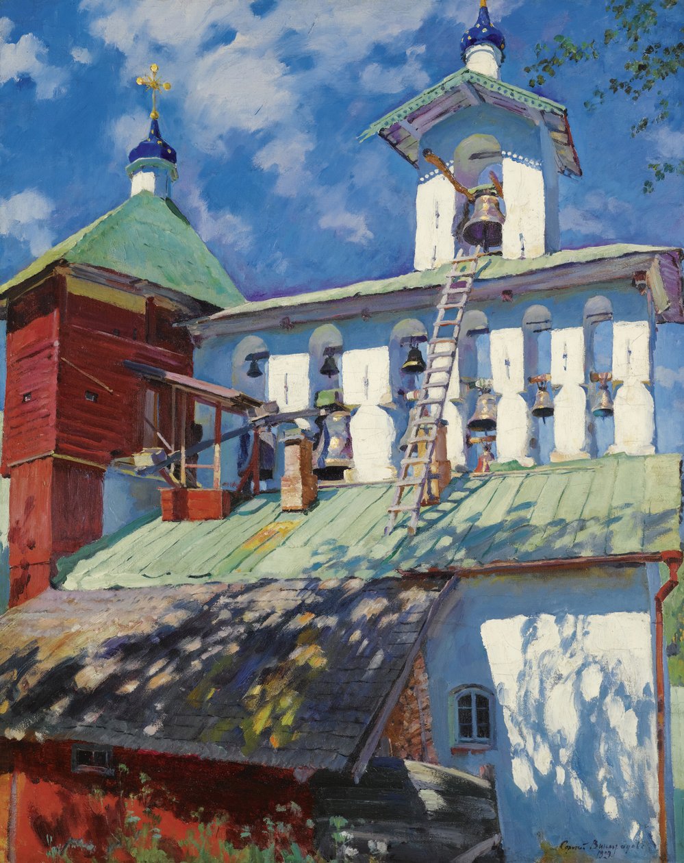 Pskovo-Pechersky修道院的钟楼 作者 谢尔盖·阿塞涅维奇·维诺格拉多夫
