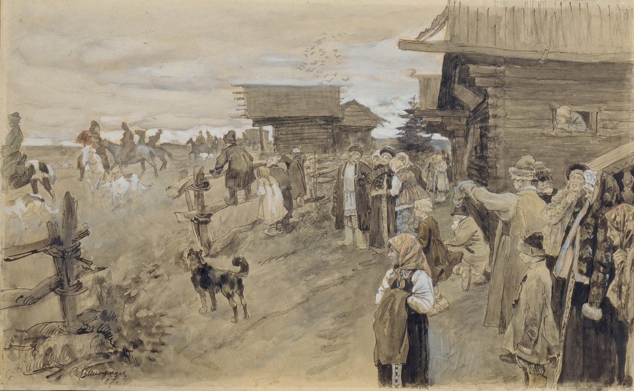 1907年与Borzois一起狩猎 作者 谢尔盖·阿塞涅维奇·维诺格拉多夫