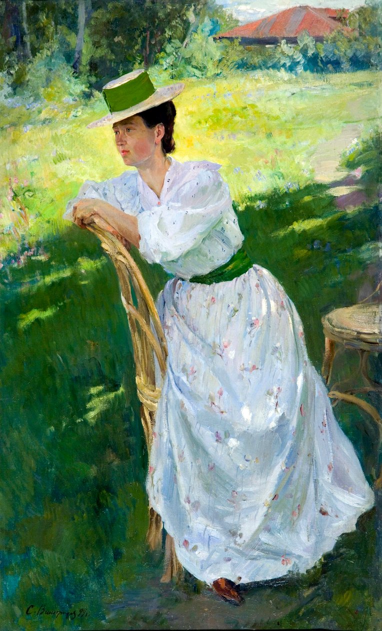 一个女人的肖像(En plein air) - Vinogradov, Sergei Arsenyevich (Arsenevich) (1869-1938) - 1899年 - 布面油画 - 绘画作品 作者 谢尔盖·阿塞涅维奇·维诺格拉多夫