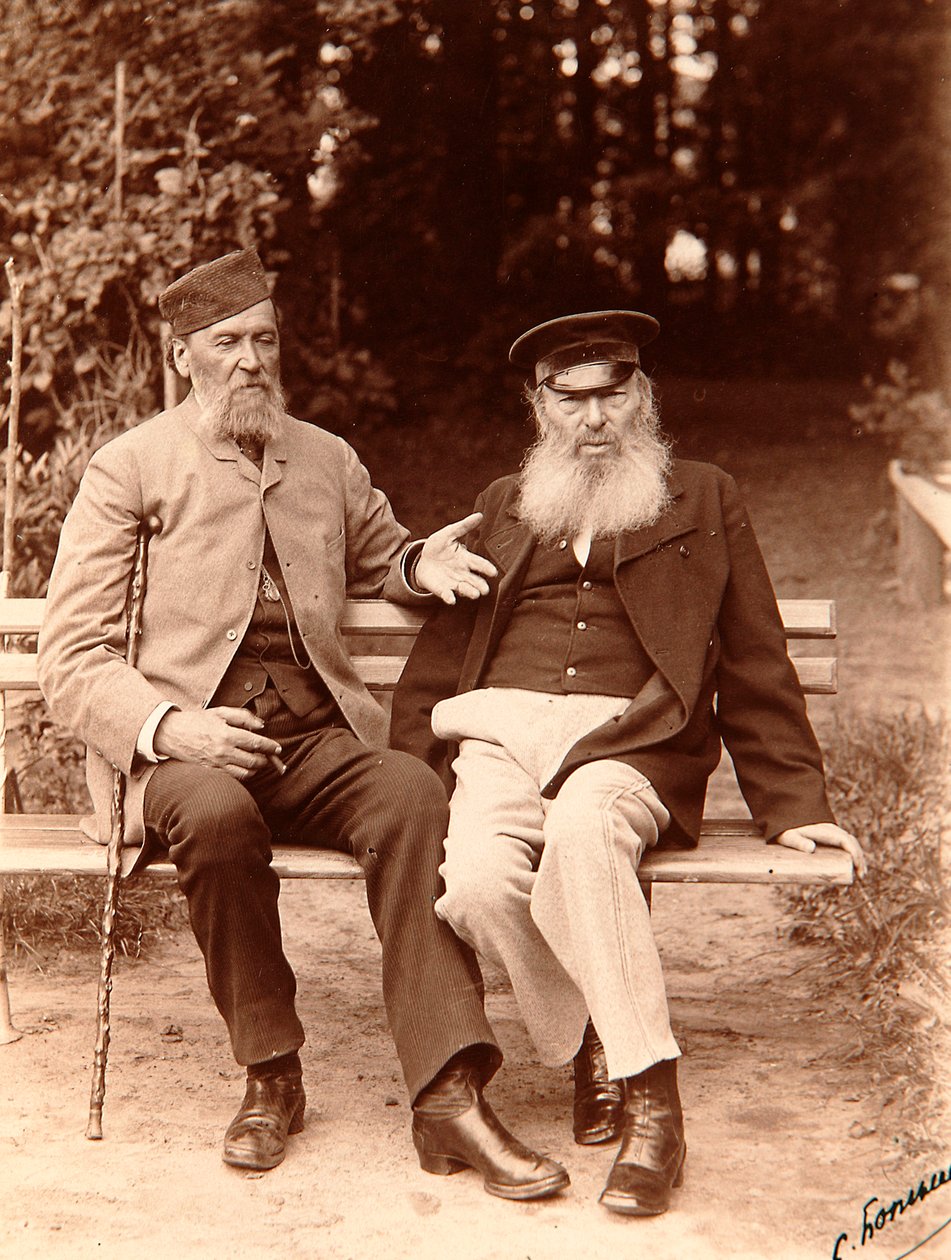 Yakov Polonsky和Afanasy Fet，俄罗斯诗人，约1890年。   作者 谢尔盖·德米特里耶维奇·博特金