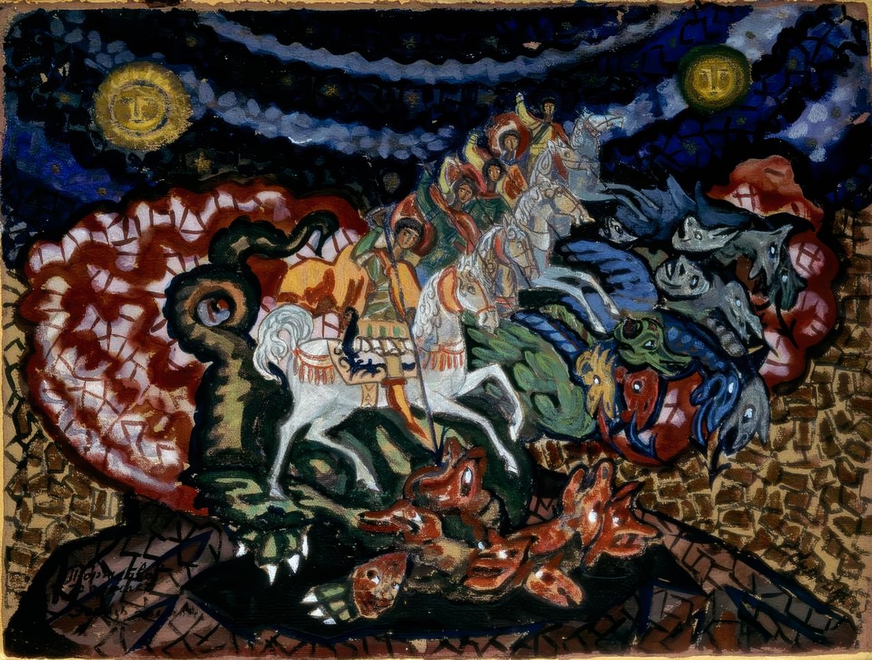 凯旋戏的舞台幕布设计 作者 谢尔盖（Sergei Yurievich Sudeikin）