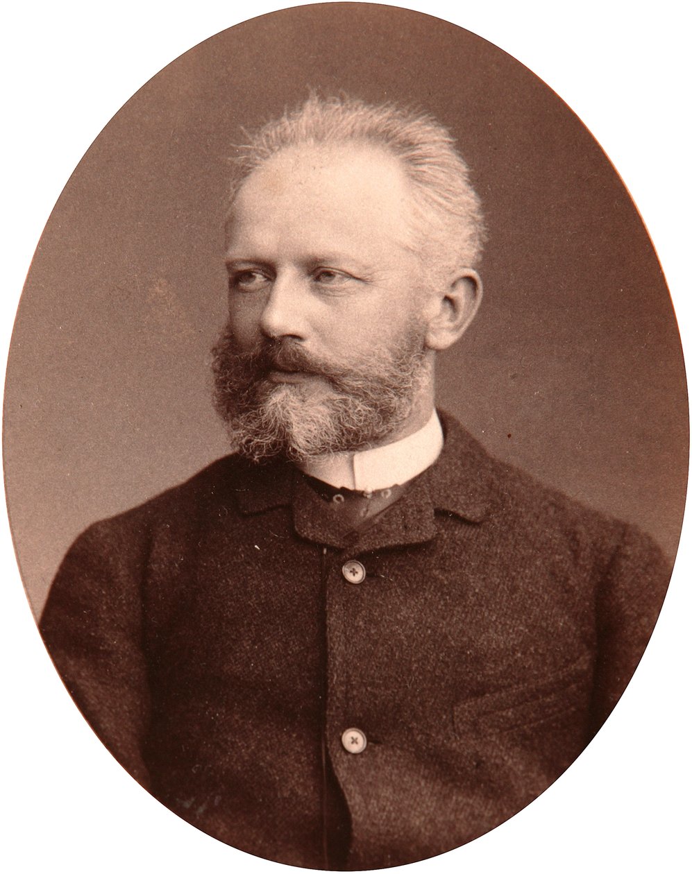 作曲家 Piotr Tchaikovsky（Piotr Petr Ilitch Tchaikovski）（柴科夫斯基、柴可夫斯基）（1840-1893 年）的肖像。谢尔盖-列维茨基（1819-1898 年）的 Albumin 照片 作者 谢尔盖（Sergei Lvovich Levitsky）
