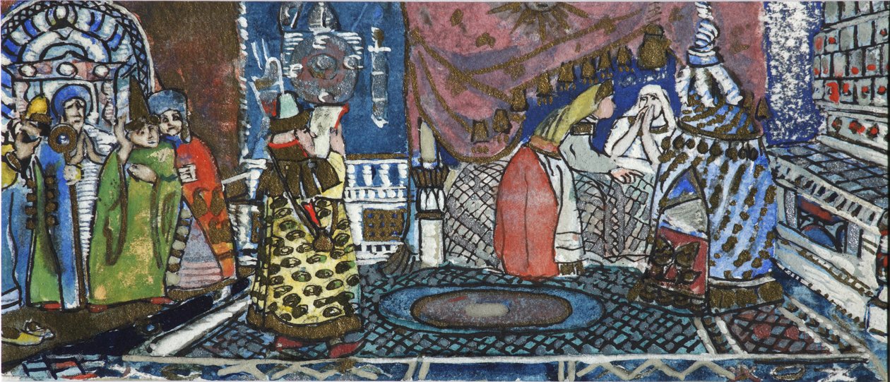 沙皇撒旦童话故事插图：普希金（A. Pushkin） 作者 谢尔盖·瓦西里耶维奇·马留丁
