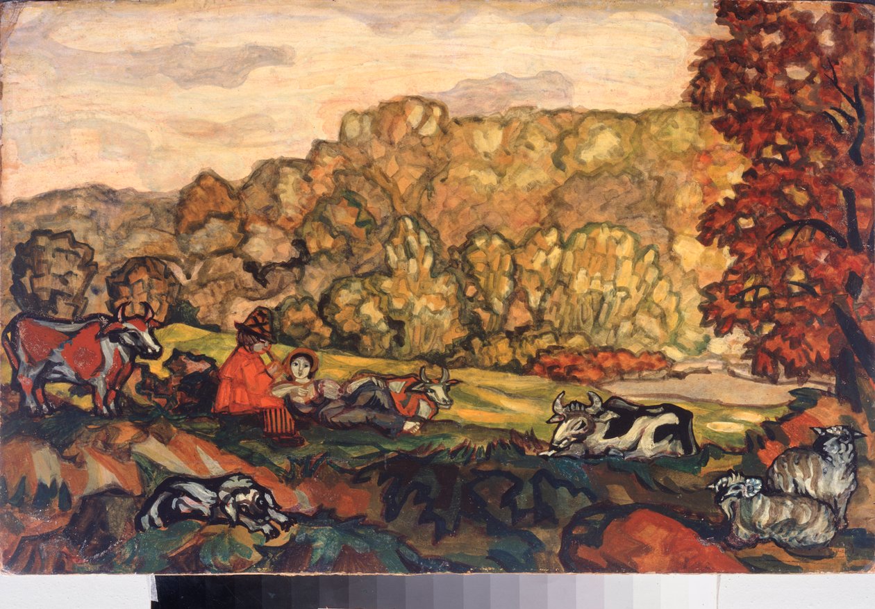 Scene pastorale (Pastoral Scene) - Peinture de Sergei Yurievich Sudeykin (Serge Soudeikine) (1882-1946), huile sur toile, art russe debut 20th siecle - Primorsk State Art Gallery, Vladivostok (Russie) 作者 谢尔盖·尤列维奇·苏戴金