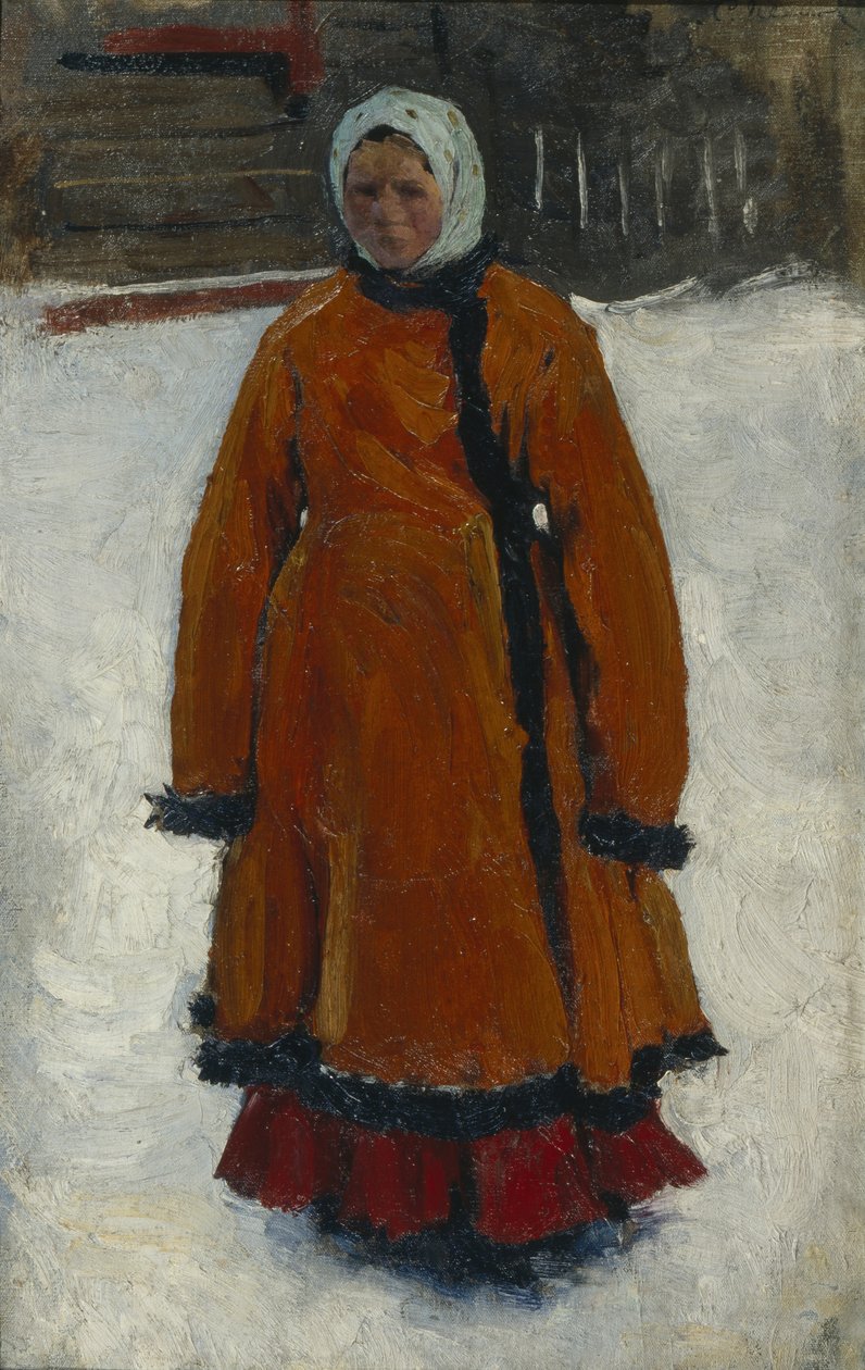 1903-1906年，红色皮大衣的女孩 作者 谢尔盖·瓦西里维奇·伊万诺夫（Sergej Vasilevic Ivanov）