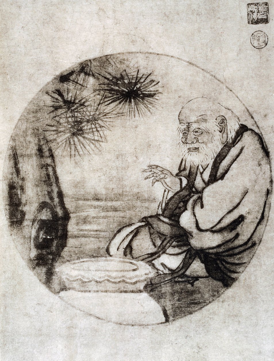 老子画像，公元前6世纪的中国哲学家，东洋节士（1420-1506）绘制，日本文明，室町时代 作者 SesshûTôyô