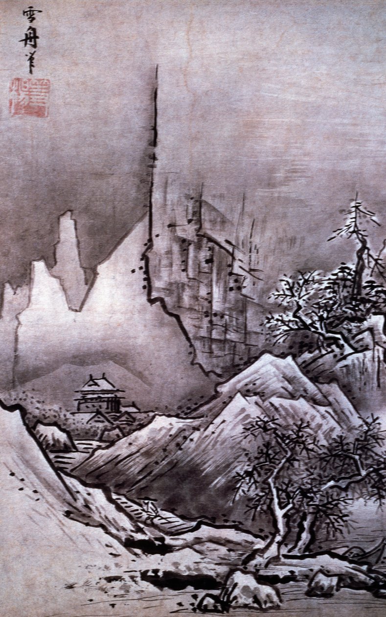 冬天的风景（纸上水墨和彩色） 作者 SesshûTôyô