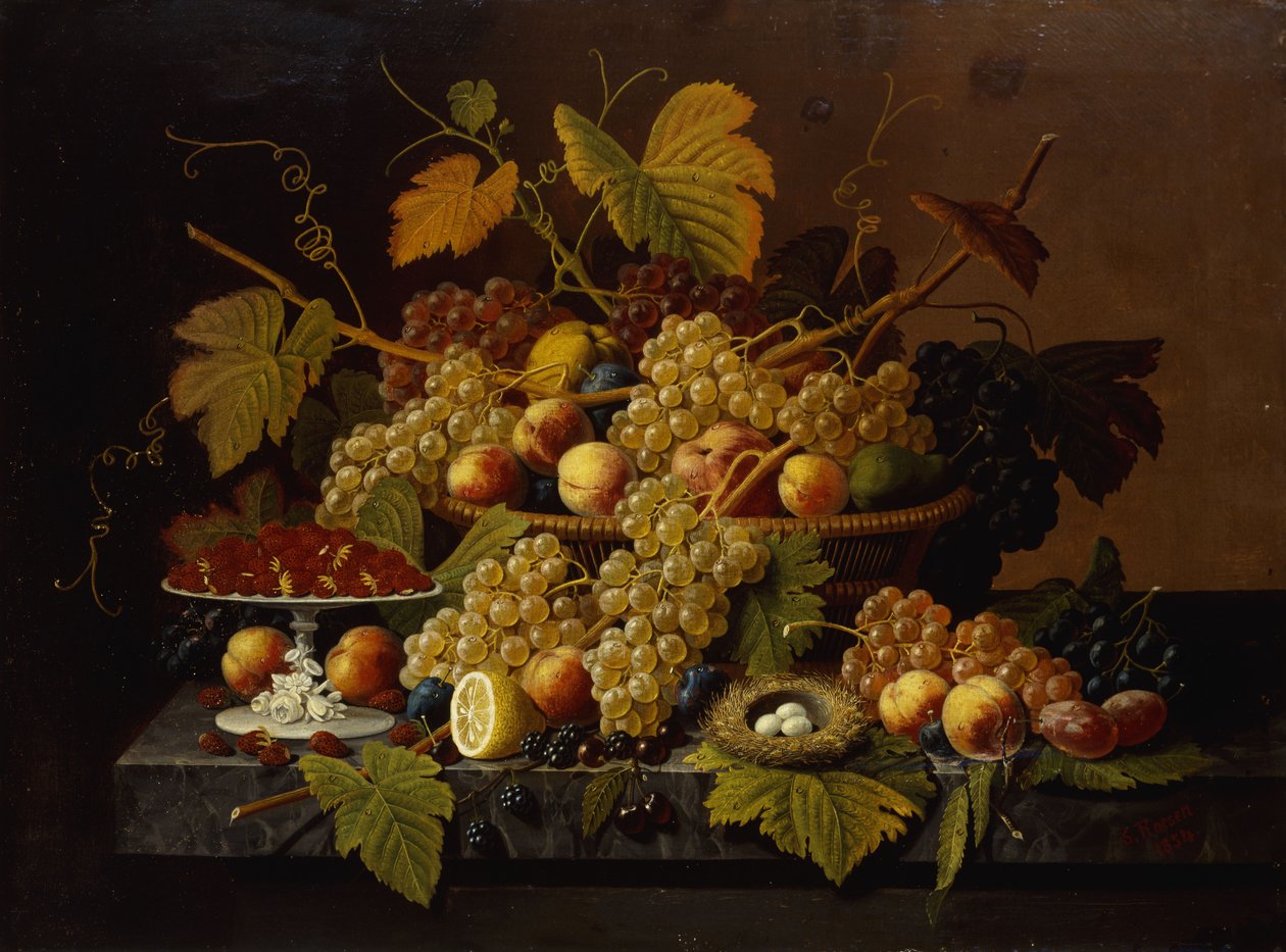水果静物画，1854年 作者 塞弗林罗森
