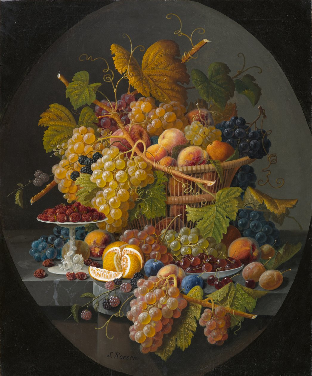 静物与水果，c.1855-1860 作者 塞弗林罗森