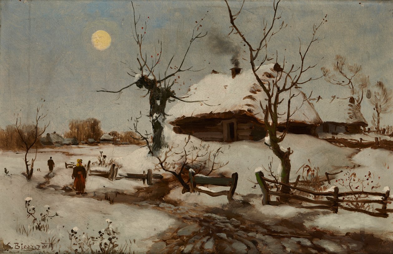 雪中小屋（布面油画） 作者 Seweryn Bieszczad