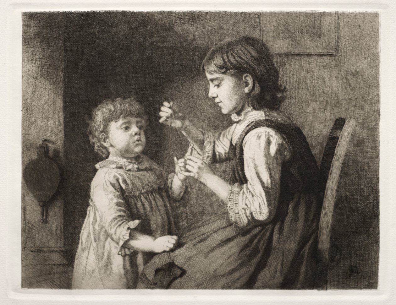 第一次针线活，1884年。 作者 西摩·约瑟夫·盖