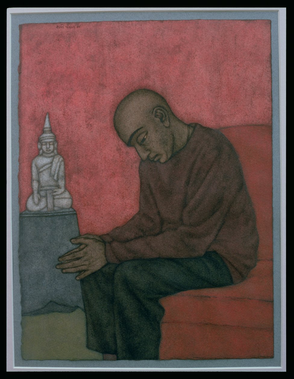沉思（Binoy）1998（wc在纸上） 作者 香提·潘查（Shanti Panchal）