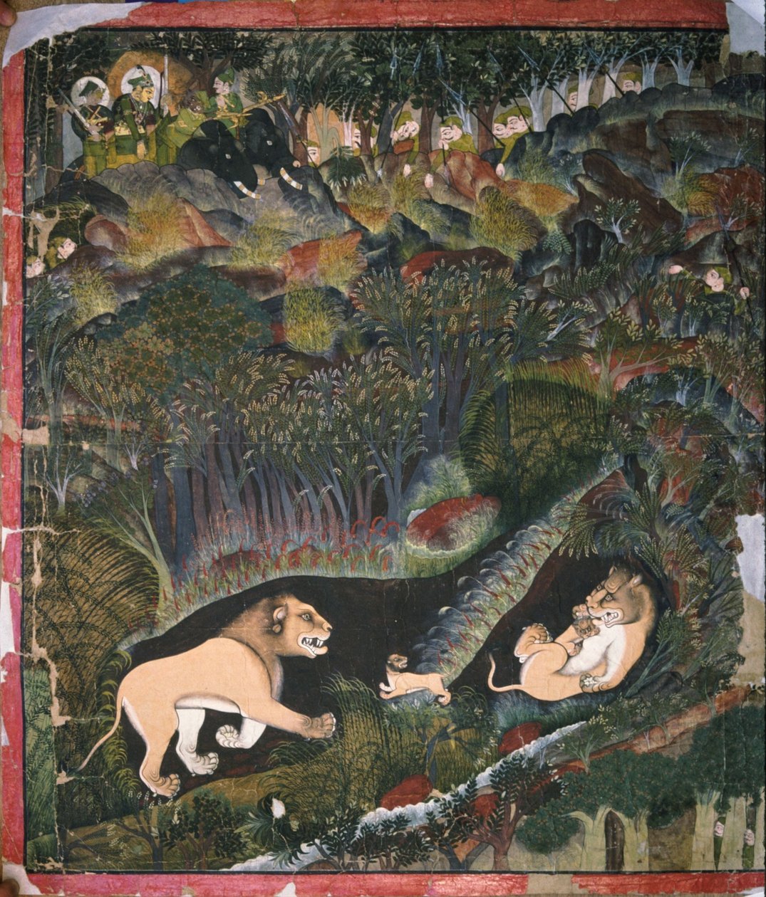 Brijnathji 和 Durjan Sal 看到一群狮子 作者 谢赫塔朱