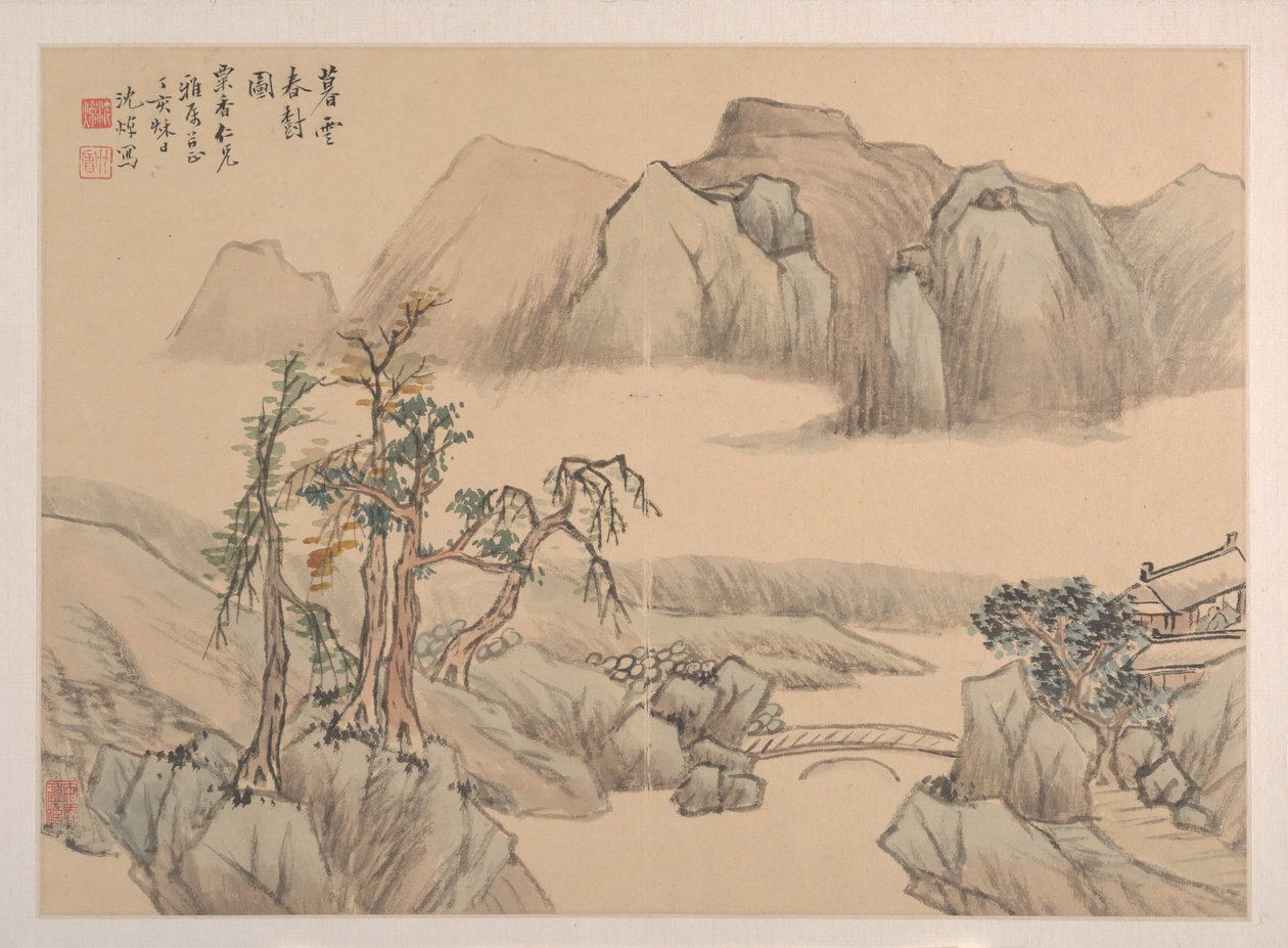 景观，日期为1827年。 作者 沉卓