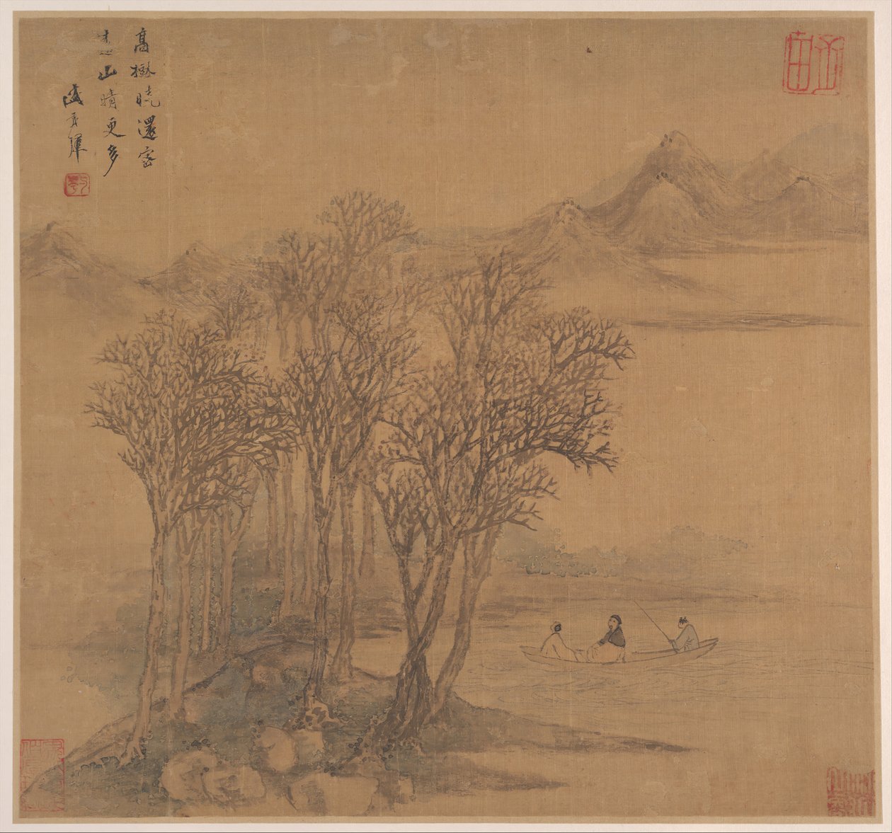 仿照唐诗的山水画，17世纪中期。 作者 盛茂业