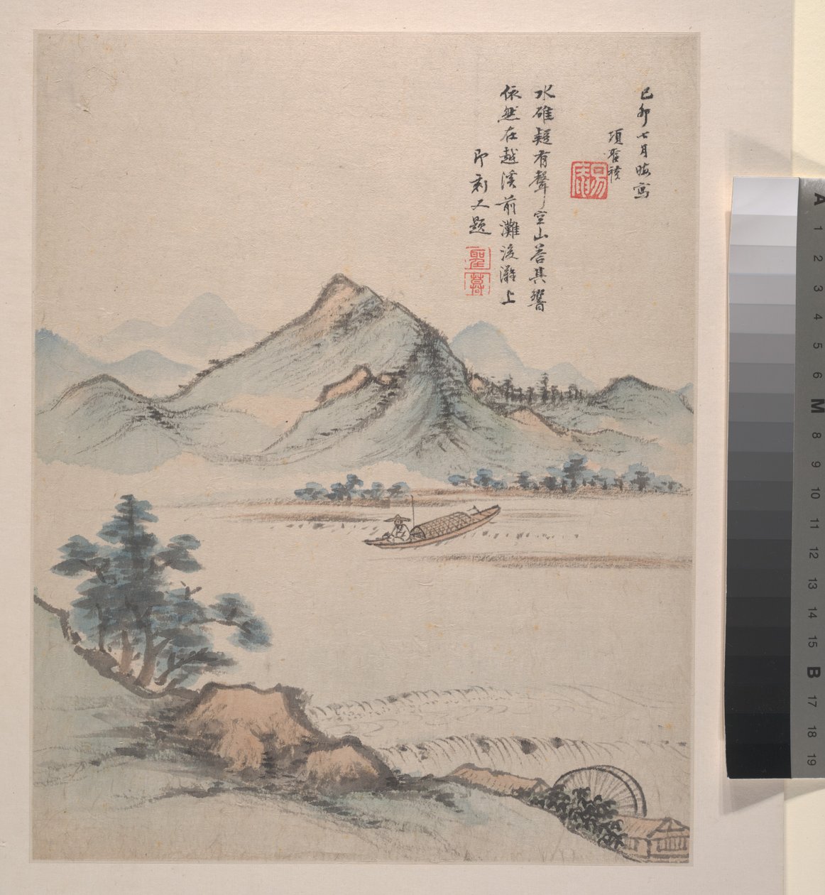 风景、花和鸟，1639 年（八幅画的画册；纸本水墨和彩色画） 作者 圣摩乡