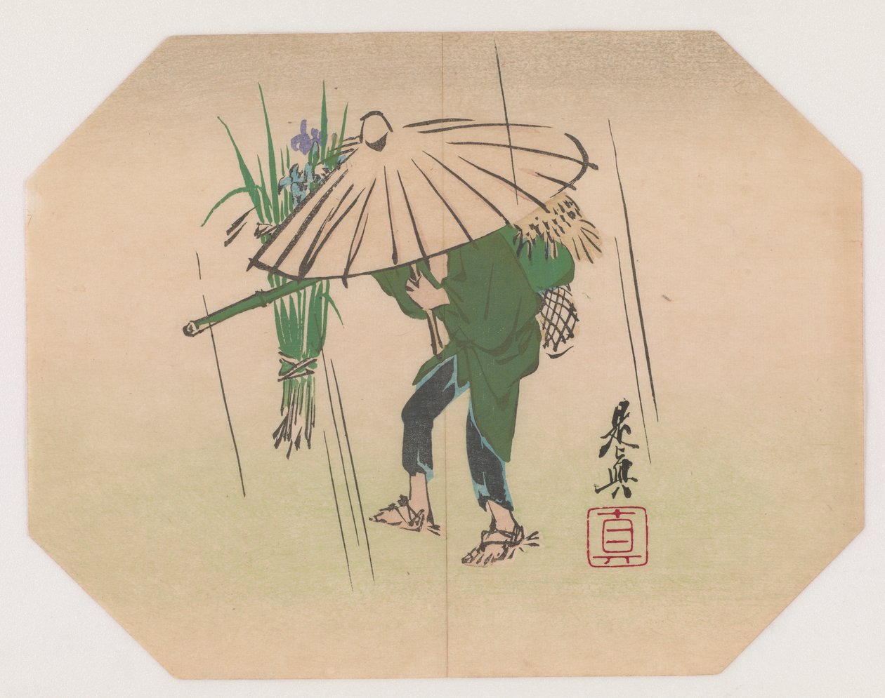 风扇打印设计（彩色木版画） 作者 Shibata Zeshin