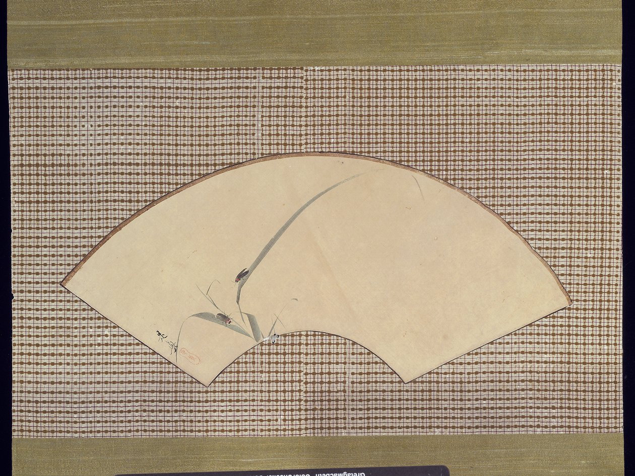草上的昆虫（丝绸上的颜色和漆） 作者 Shibata Zeshin