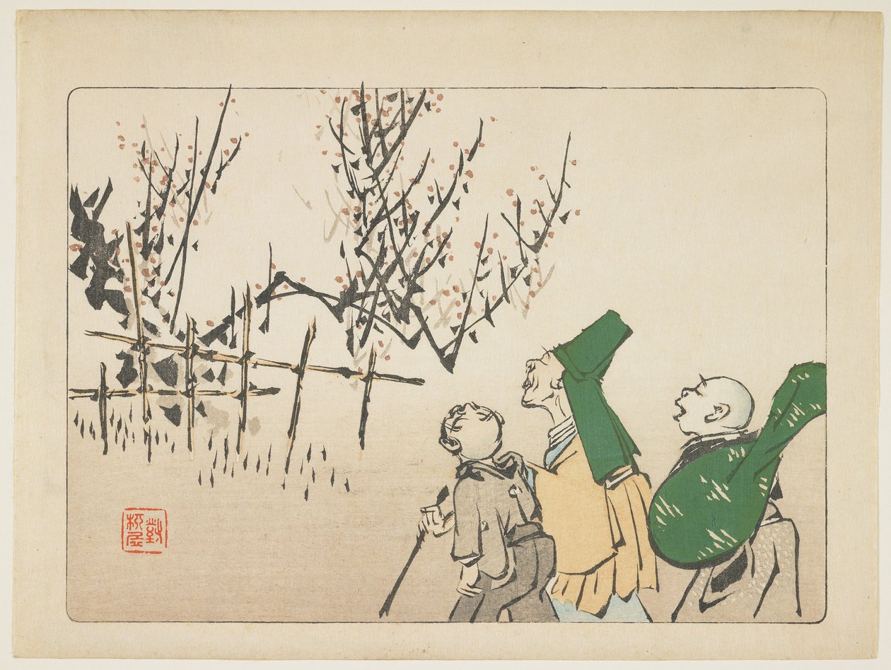 梅花，c。 1877年 作者 Shibata Zeshin