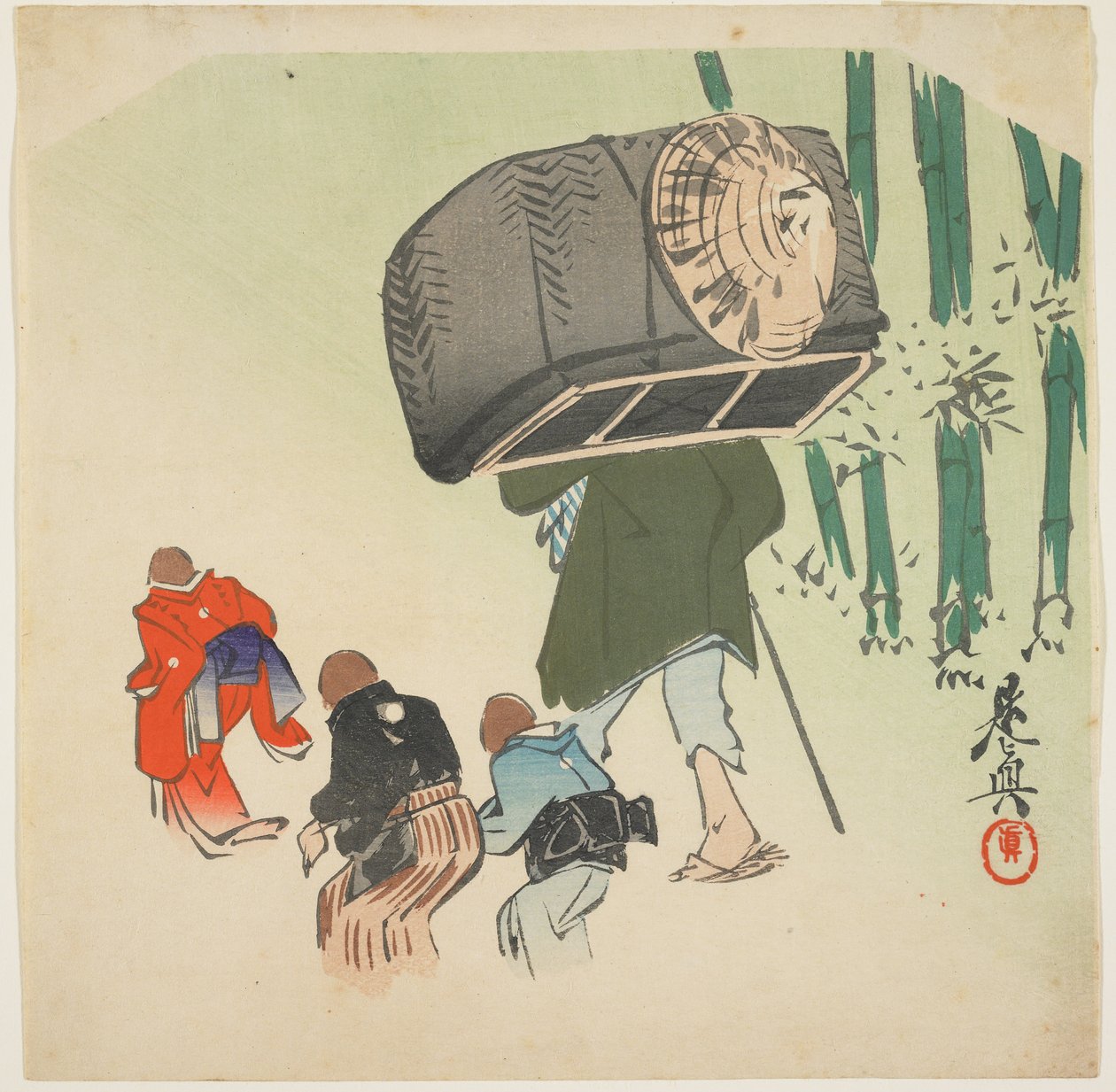 从Toungue切割麻雀的场景 作者 Shibata Zeshin