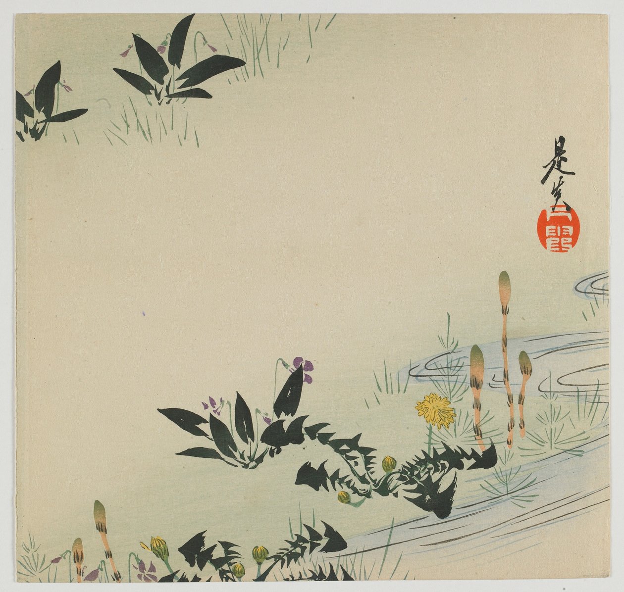 春天的花朵，明治时代，19世纪末（彩色木版画） 作者 Shibata Zeshin