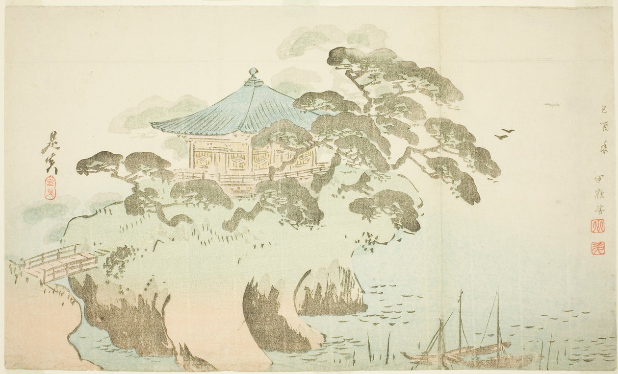 寺庙大殿 作者 Shibata Zeshin