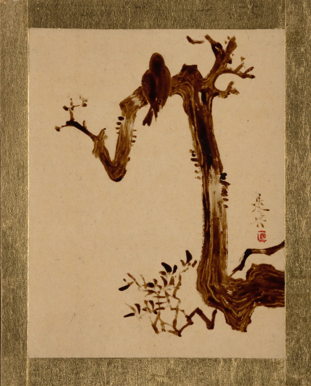 乌鸦在树上。 作者 Shibata Zeshin