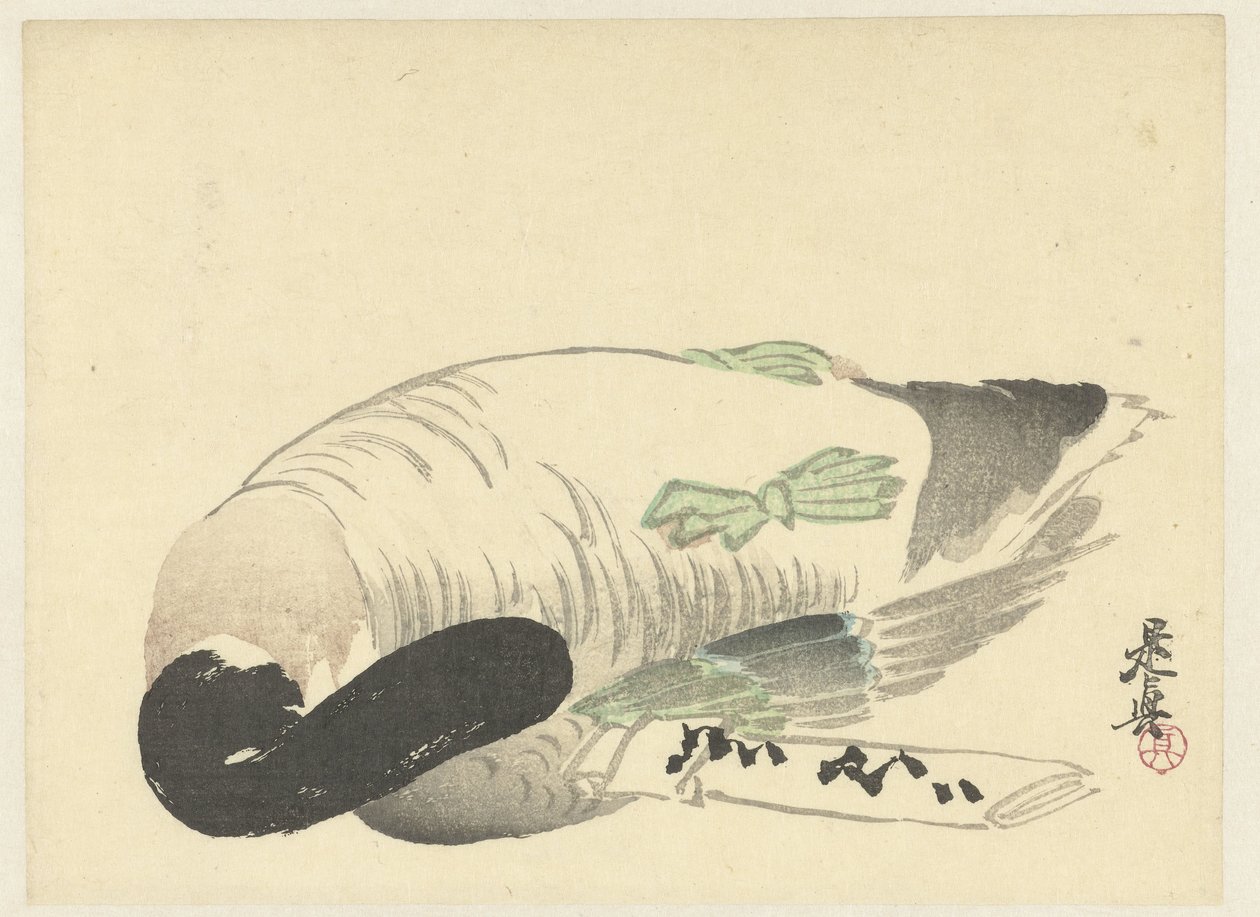 Dode eend naast gevouwen brief 作者 Shibata Zeshin
