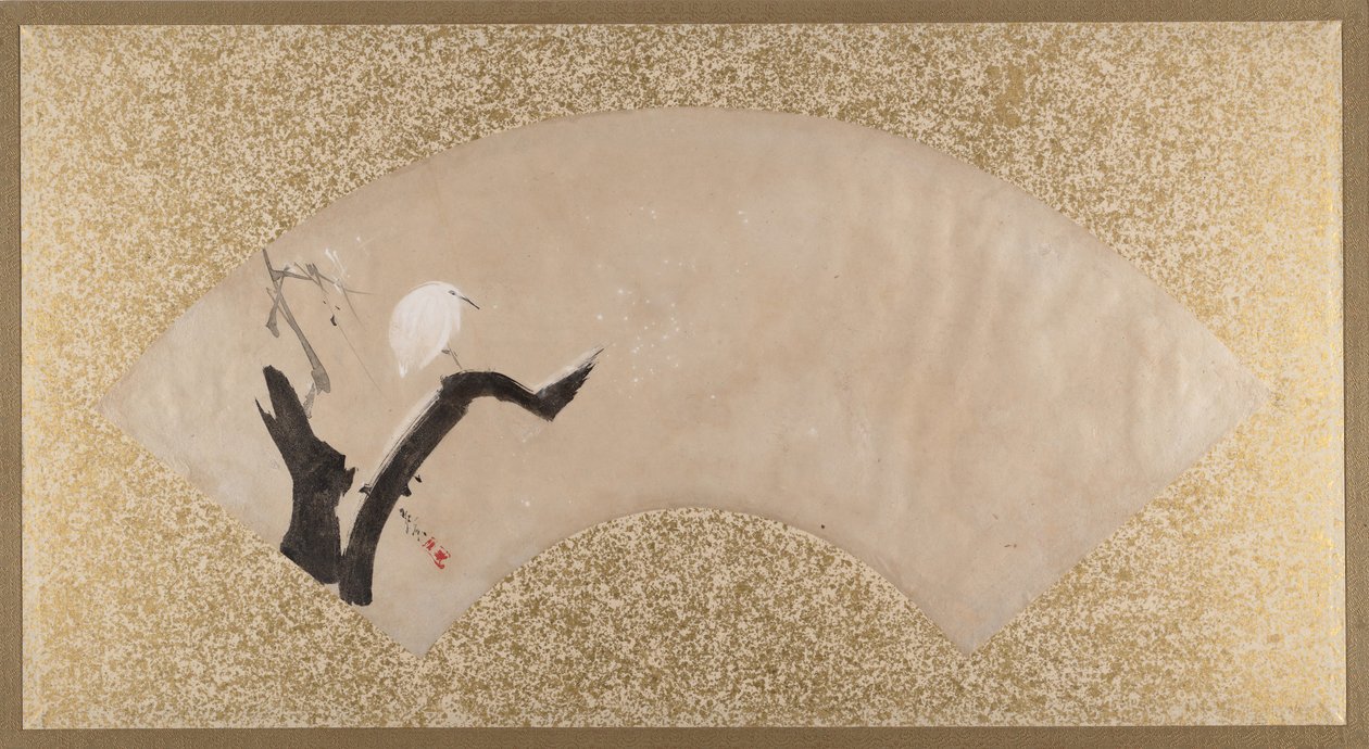 白鹭在树桩上，十九世纪末。 作者 Shibata Zeshin