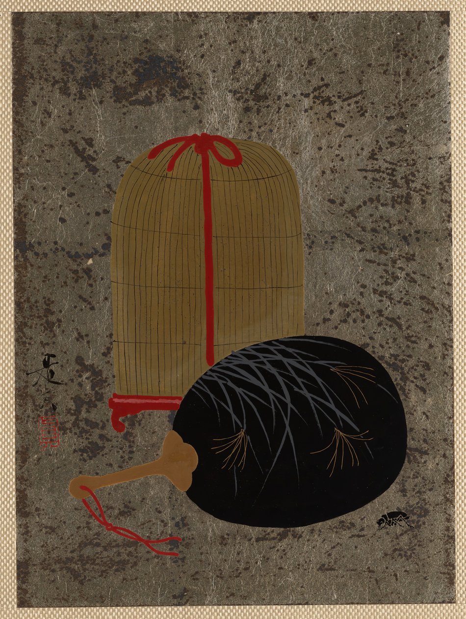 风扇和昆虫笼。 作者 Shibata Zeshin