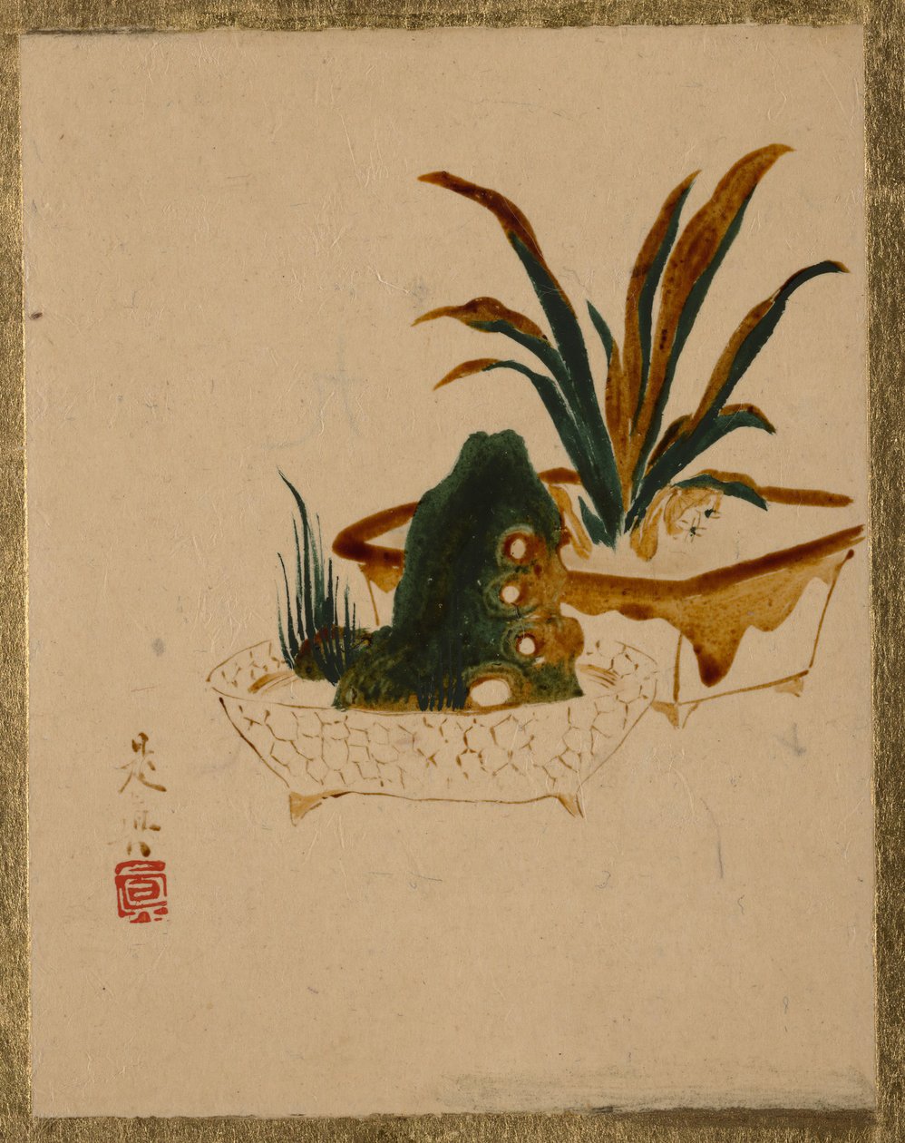 鲜花在Jardinieres中。 作者 Shibata Zeshin