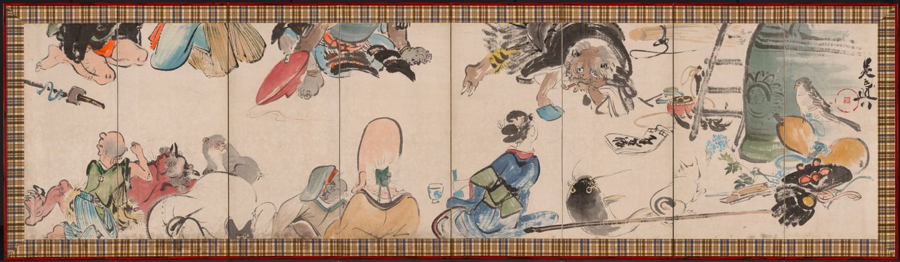 1800年代后期的大津主题集会。 作者 Shibata Zeshin