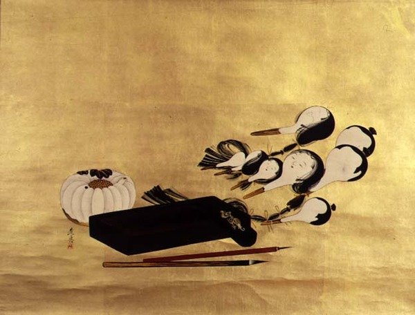 Inro, 画笔和木偶头, 日本 作者 Shibata Zeshin