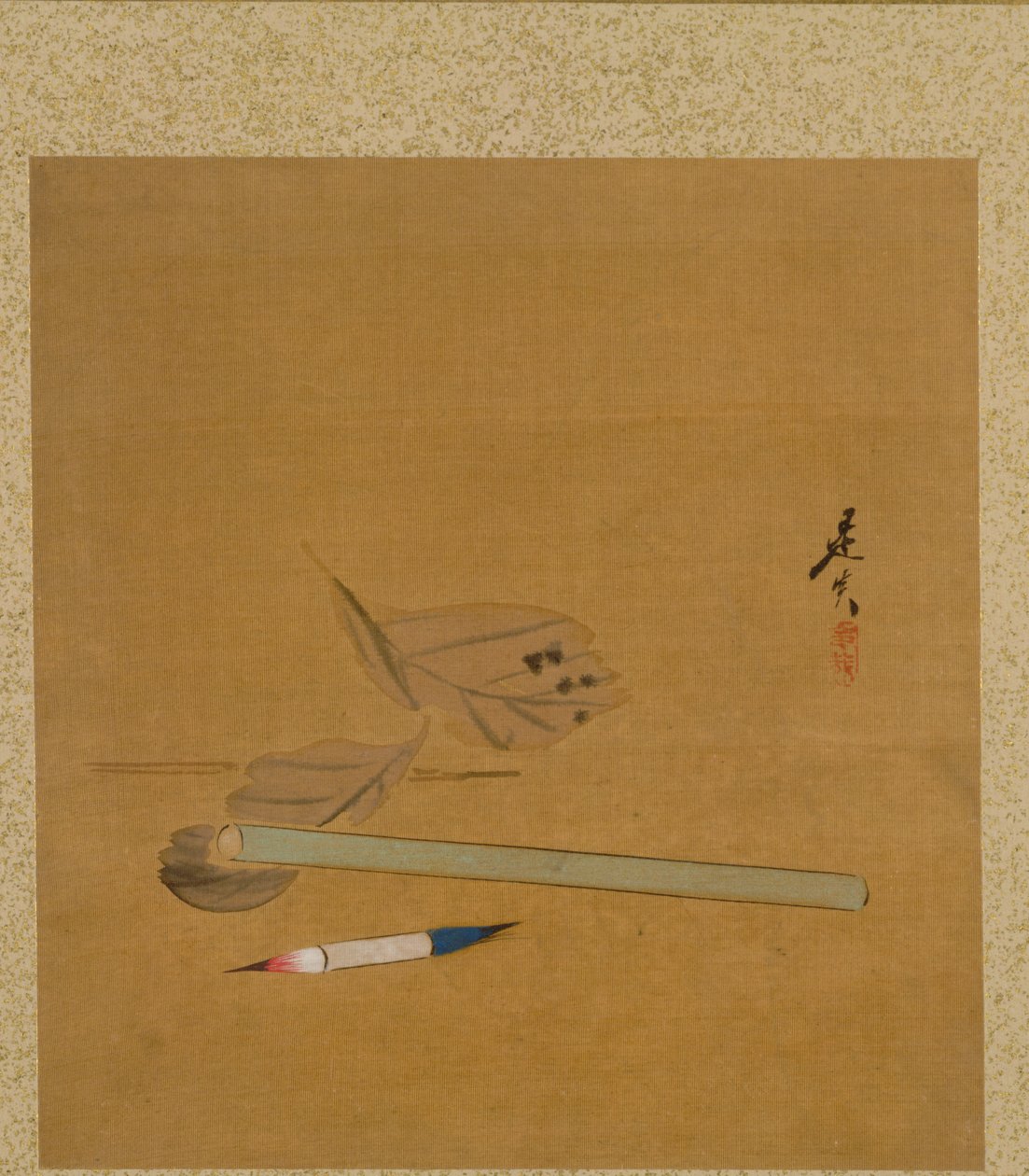 摘自《季节性主题专辑：莲花》中的叶子，1847年。 作者 Shibata Zeshin