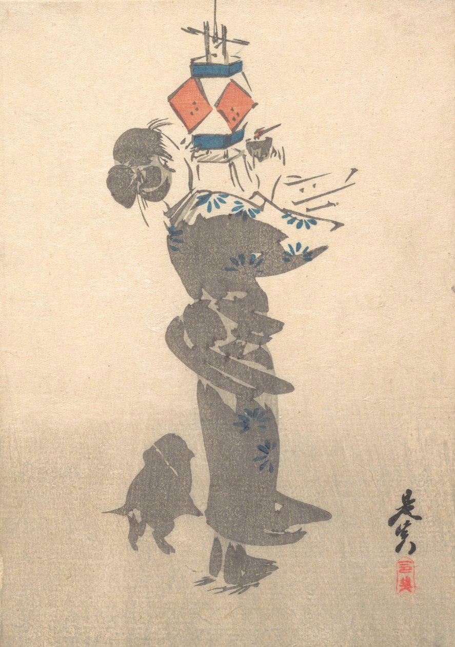 1860年，为大盆节点燃悬挂的灯笼，1860年。 作者 Shibata Zeshin