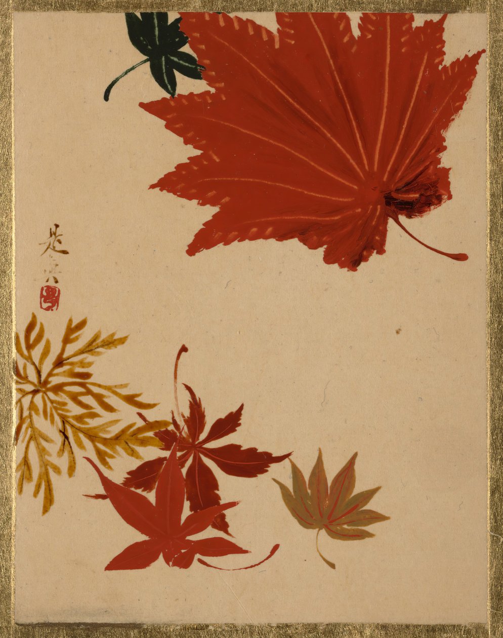 枫叶。 作者 Shibata Zeshin