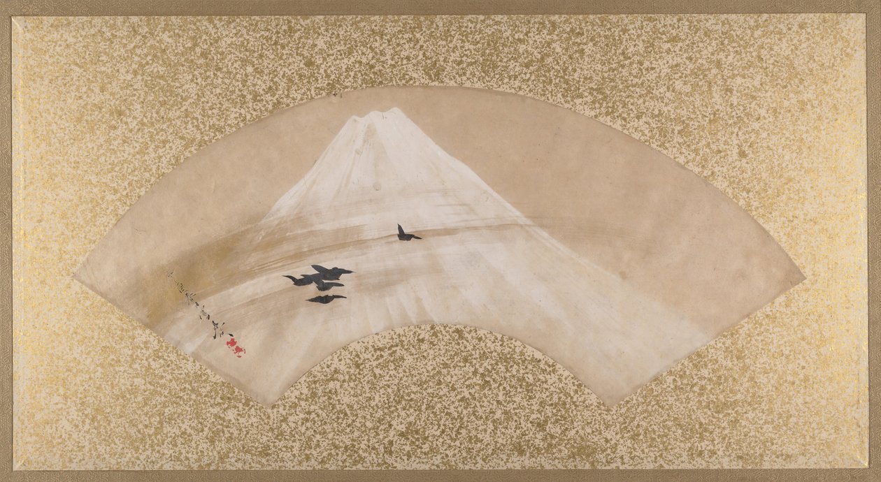 十九世纪末期，有鸟山。 作者 Shibata Zeshin