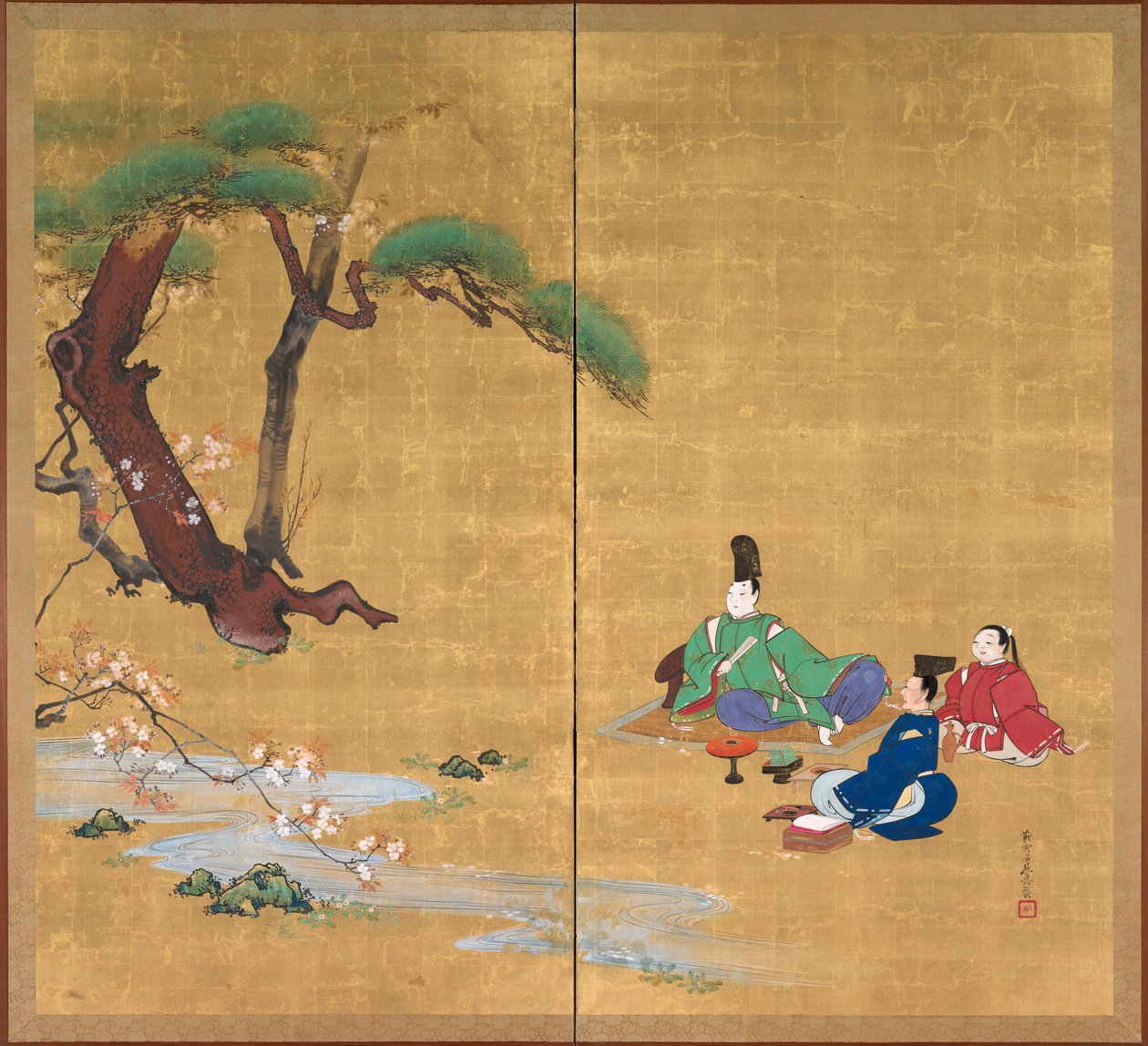 纳里希拉（Narihira）观赏樱花，摄于1800年代后期。 作者 Shibata Zeshin